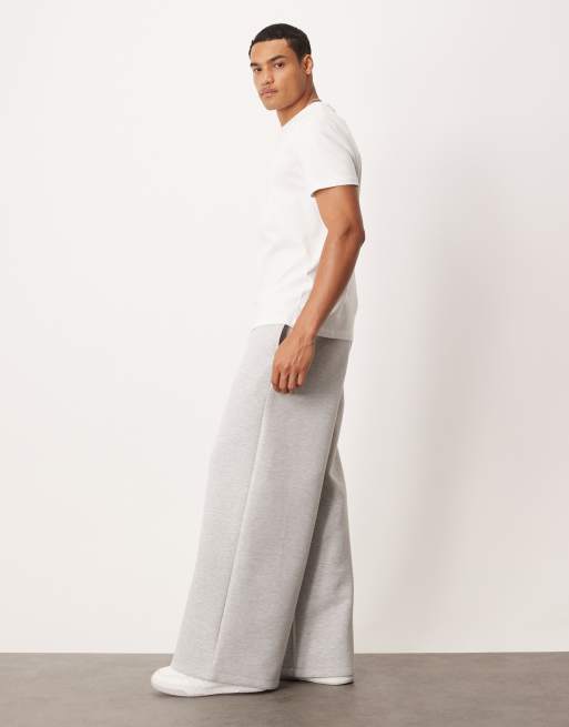 ASOS DESIGN heavyweight super wide leg sweatpants in scuba-style fabric in gray heather