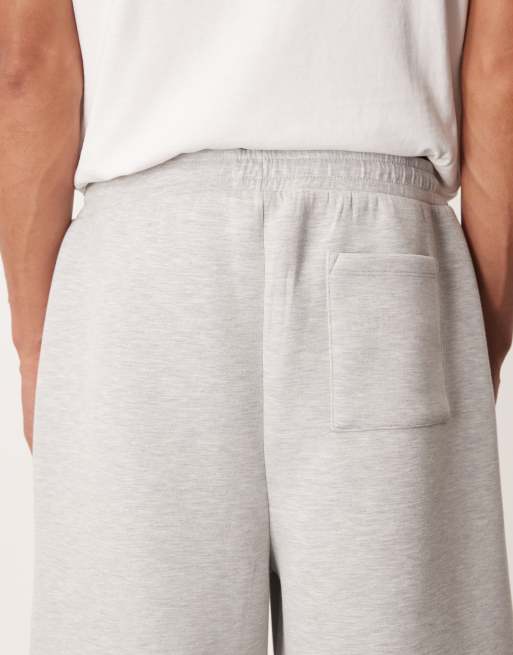 ASOS DESIGN heavyweight super wide leg sweatpants in scuba-style fabric in gray heather