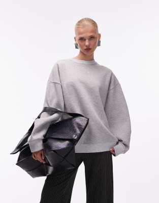 Asos Design Heavyweight Sweatshirt With Balloon Sleeve In Gray