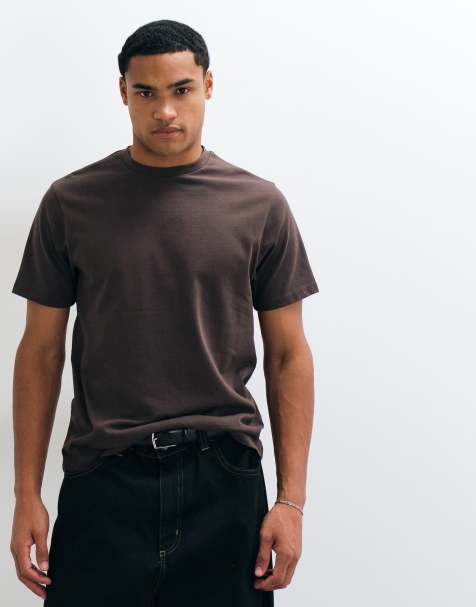 ASOS DESIGN heavyweight t-shirt in dark brown - view 1