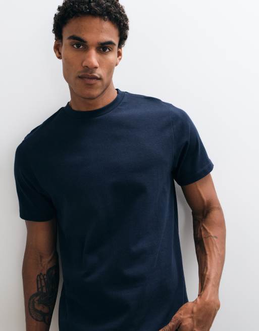 ASOS DESIGN heavyweight t-shirt in navy , 3 of 10