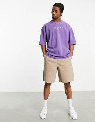 ASOS DESIGN heavyweight t-shirt in washed purple with city chest print