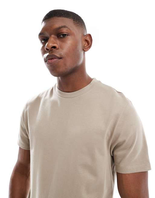 ASOS DESIGN heavyweight T-shirt with crew neck in stone , 3 of 4