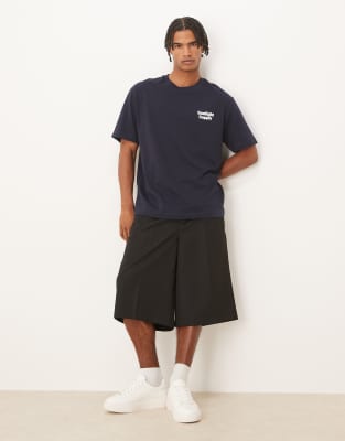 Asos Design Heavyweight T-shirt With Front And Back Print In Blue