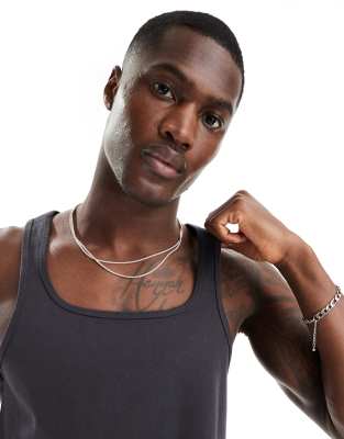 Asos Design Heavyweight Tank Top With Square Neck In Gray