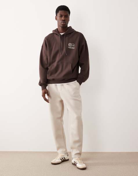 ASOS DESIGN heavyweight tapered jogger in scuba-style fabric in beige - BEIGE