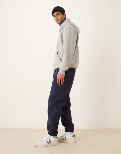 ASOS DESIGN heavyweight tapered jogger in scuba-style fabric in navy  - NAVY, 3 of 5