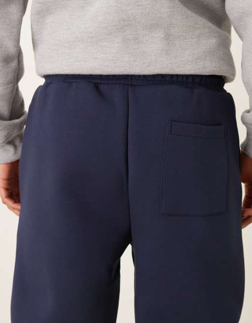 ASOS DESIGN heavyweight tapered jogger in scuba-style fabric in navy  - NAVY, 4 of 5
