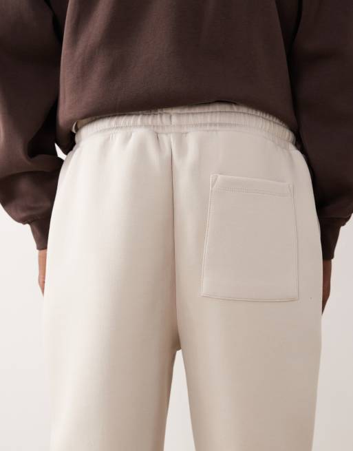 ASOS DESIGN heavyweight tapered sweatpants in scuba-style fabric in beige, 5 of 5