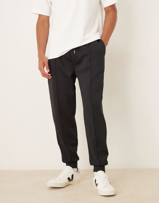 ASOS DESIGN heavyweight tapered sweatpants in scuba-style fabric in black, 2 of 5