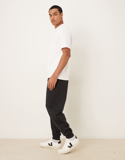 ASOS DESIGN heavyweight tapered sweatpants in scuba-style fabric in black, 3 of 5