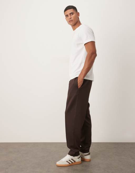 ASOS DESIGN heavyweight tapered sweatpants in scuba-style fabric in brown, 3 of 5