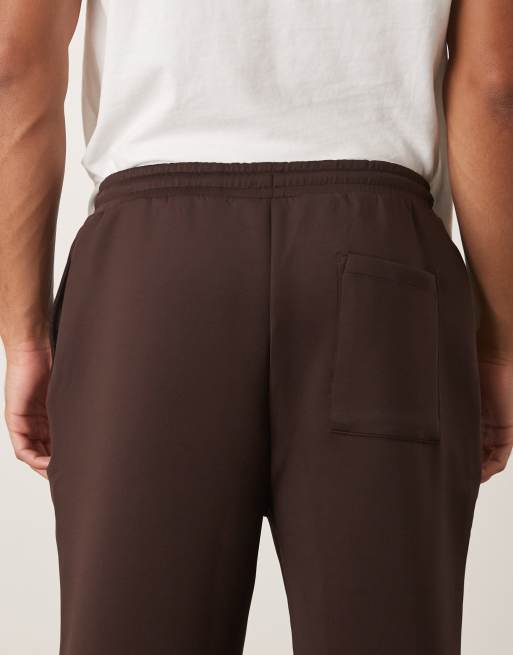 ASOS DESIGN heavyweight tapered sweatpants in scuba-style fabric in brown, 5 of 5