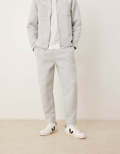 ASOS DESIGN heavyweight tapered sweatpants in scuba-style fabric in gray heather