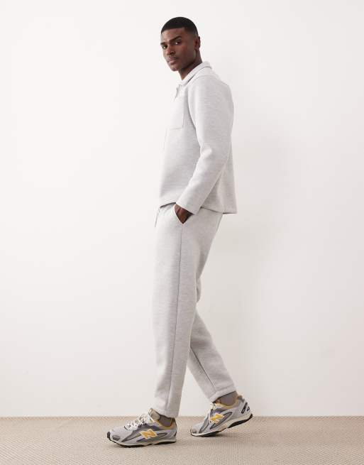 ASOS DESIGN heavyweight tapered sweatpants in scuba-style fabric in gray heather, 3 of 5