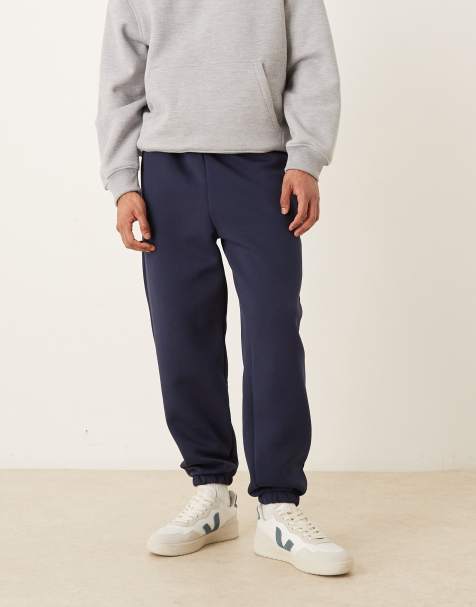 ASOS DESIGN heavyweight tapered sweatpants in scuba-style fabric in navy - view 1