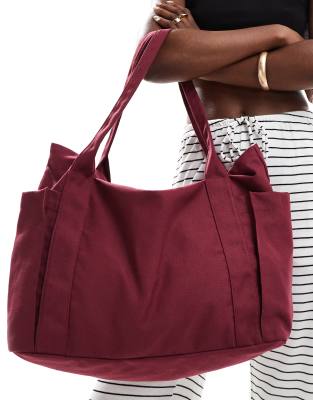 heavyweight tote bag in burgundy-Red