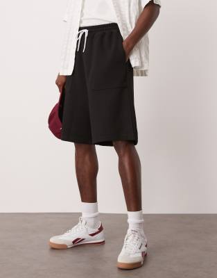 asos ASOS DESIGN heavyweight twill jorts in black