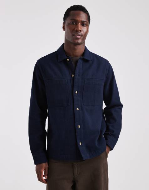 ASOS DESIGN heavyweight twill overshirt in navy - view 1