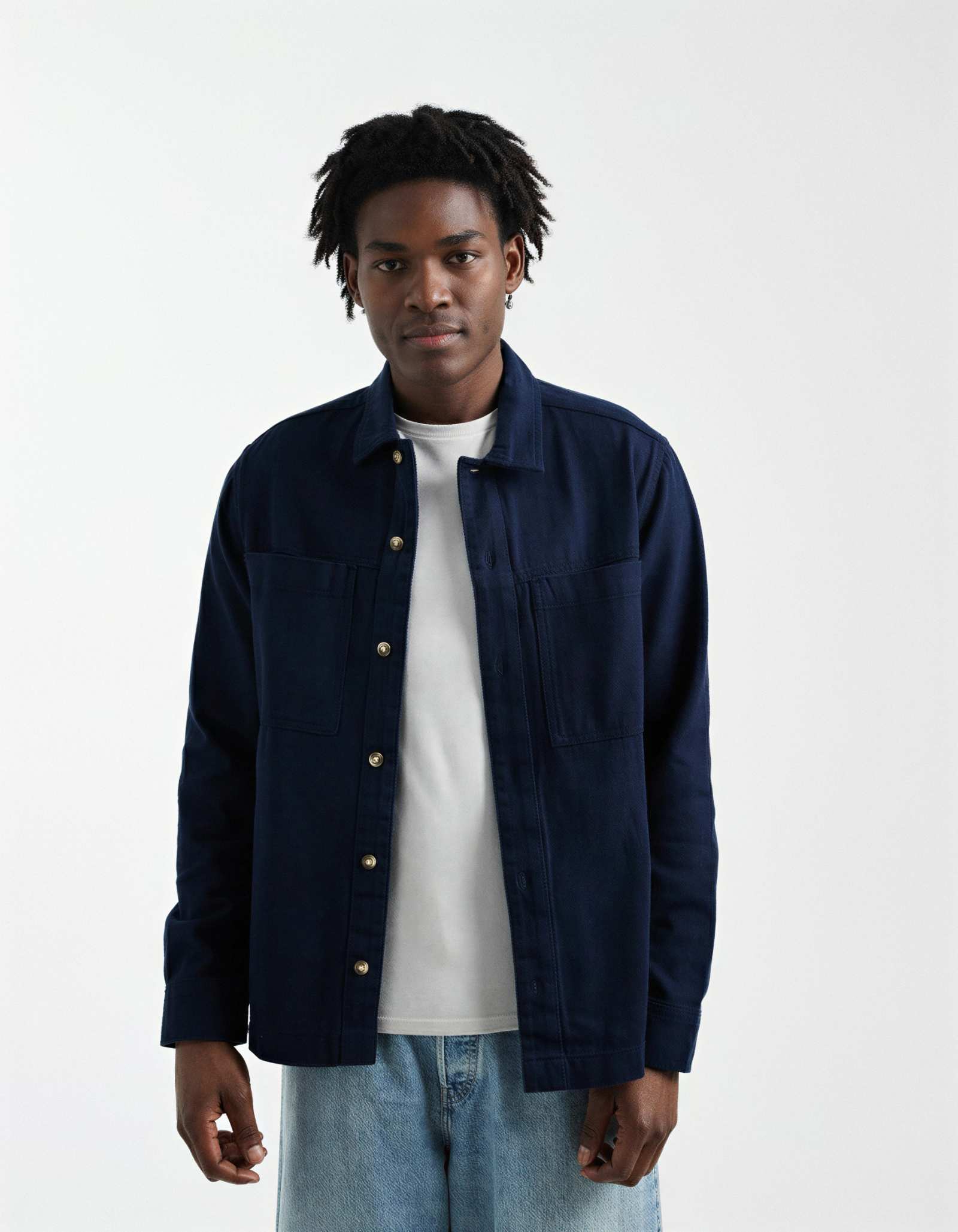 ДИЗАЙНЕРСКАЯ верхняя рубашка ASOS из плотной саржи темно-синего цвета