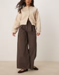 [ASOS DESIGN] ASOS DESIGN heavyweight twill pleated pants in brown 8 Brown