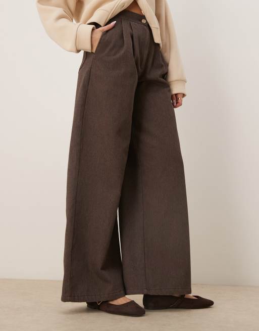 ASOS DESIGN heavyweight twill pleated pants in brown, 3 of 5
