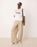 [ASOS DESIGN] ASOS DESIGN heavyweight twisted horseshoe pants in sand-Green W30 Sand