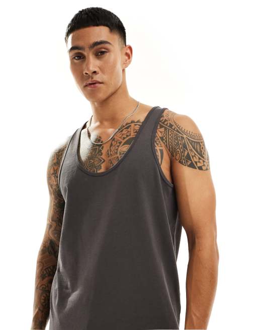 ASOS DESIGN heavyweight vest in charcoal | ASOS