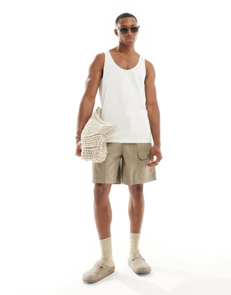 ASOS DESIGN heavyweight vest in cream - view 1