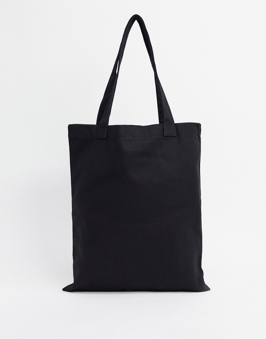 Asos Design Lightweight Cotton Tote Bag In Black - Black