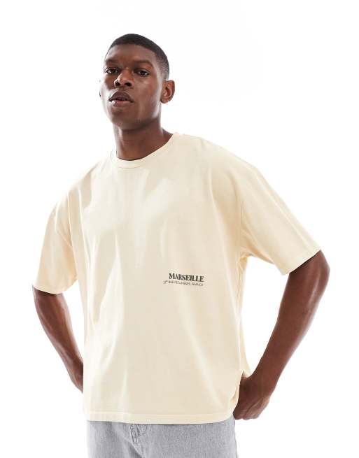  ASOS DESIGN heavyweight  washed boxy oversized t-shirt with summer graphic and pigment dye in stone , 4 of 4