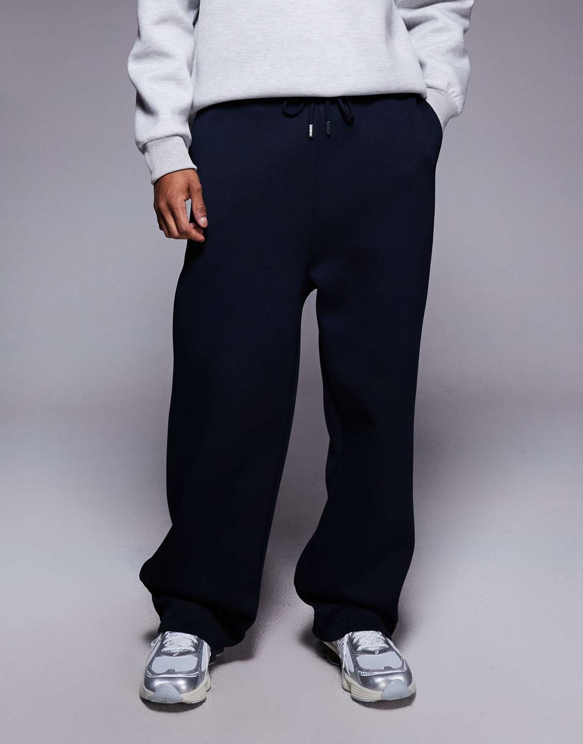 ASOS DESIGN heavyweight wide leg jogger in scuba-style fabric  in navy