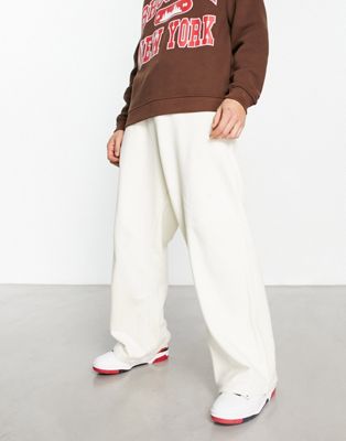 ASOS DESIGN heavyweight wide leg joggers in off white