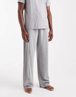 Asos Design Heavyweight Wide Leg Lounge Bottoms In Gray