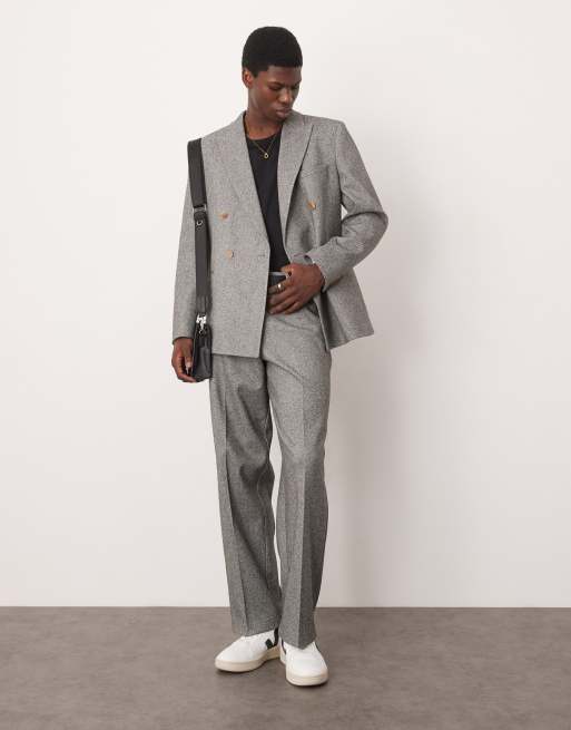 ASOS DESIGN heavyweight wide leg suit pants in gray