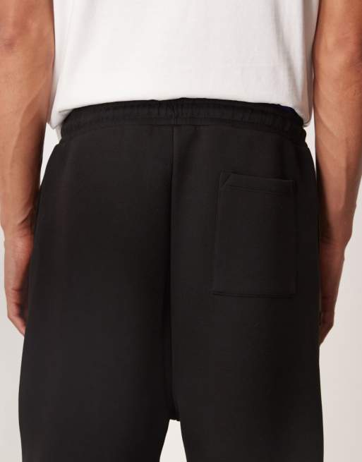 ASOS DESIGN wide leg scuba-style fabric sweatpants in black