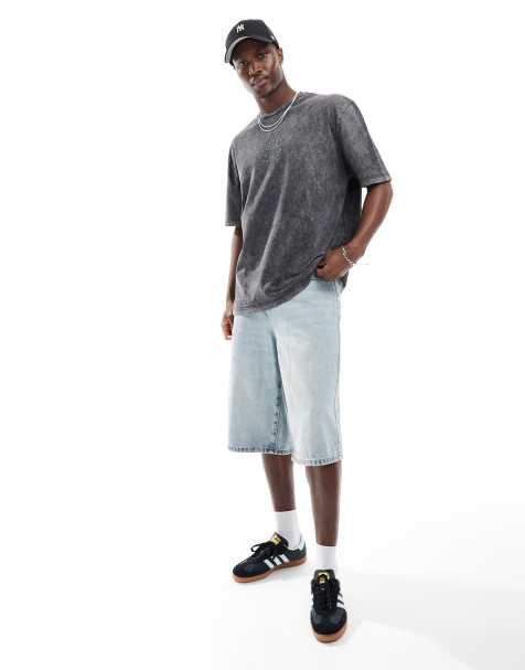 ASOS DESIGN heayweight oversized t-shirt in  black wash with chest embroidery - view 1