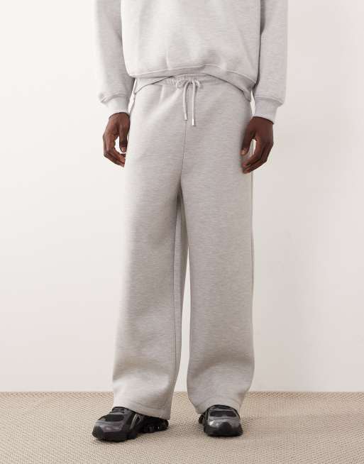 ASOS DESIGN heayweight wide leg sweatpants in scuba-style fabric in gray heather