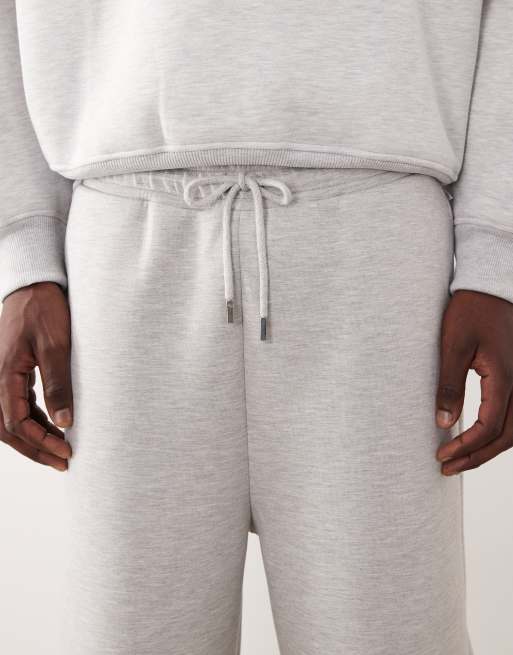 ASOS DESIGN heayweight wide leg sweatpants in scuba-style fabric in gray heather