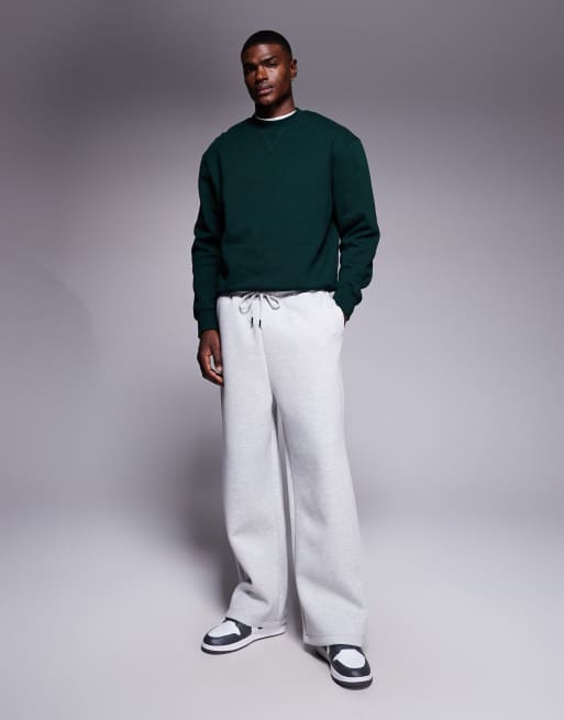 ASOS DESIGN heayweight wide leg sweatpants in scuba-style fabric in gray heather
