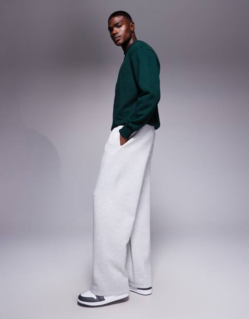 ASOS DESIGN heayweight wide leg sweatpants in scuba-style fabric in gray heather