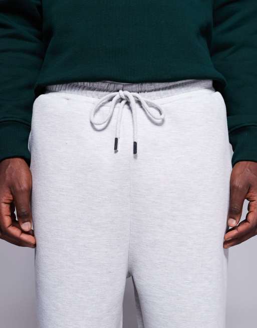 ASOS DESIGN heayweight wide leg sweatpants in scuba-style fabric in gray heather