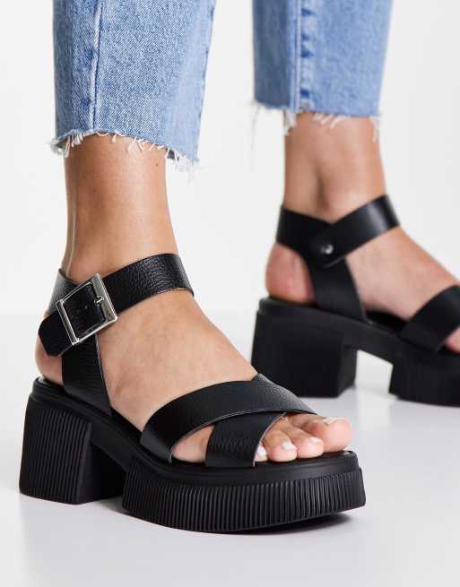 Asos black chunky sandals online