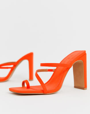 orange slip on sandals