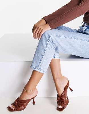 ASOS DESIGN Hector knotted heeled mules in chocolate