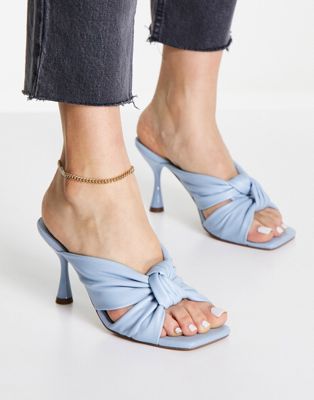 ASOS DESIGN Hector knotted heeled mules in pastel blue