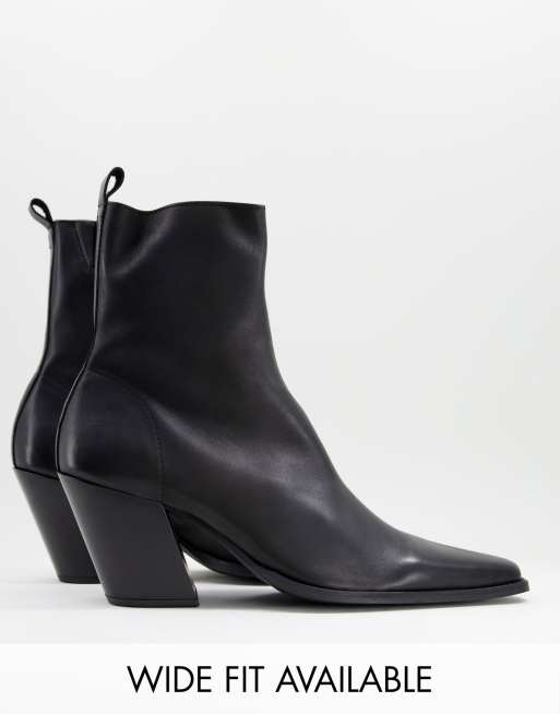 Black leather 2024 ankle boots asos