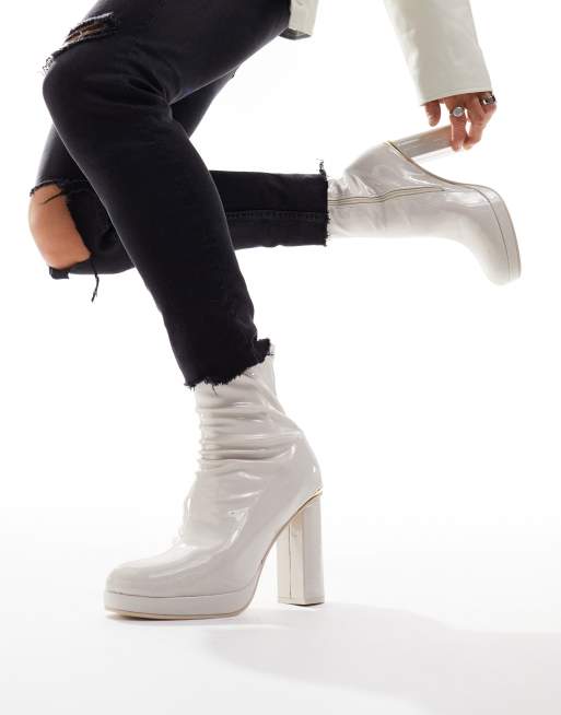 Cream patent hotsell ankle boots