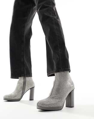  heeled boots  diamante studding