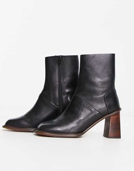 Black leather hotsell ankle boots asos